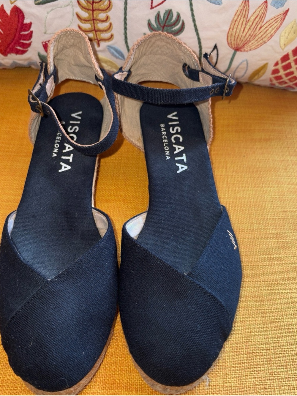Viscata Barcelona Women's Black Canvas Espadrilles Wedege Size 40/9